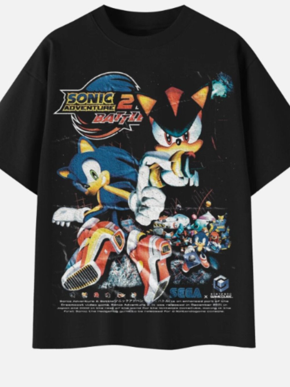 Vintage Sonic Adventure 2 Battle Graphic Black T-Shirt
